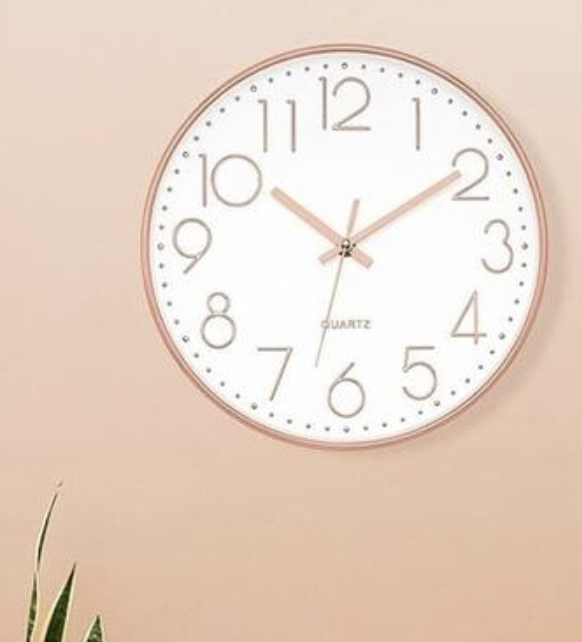 Modern Wall Clock Rose Gold/White, 30cm